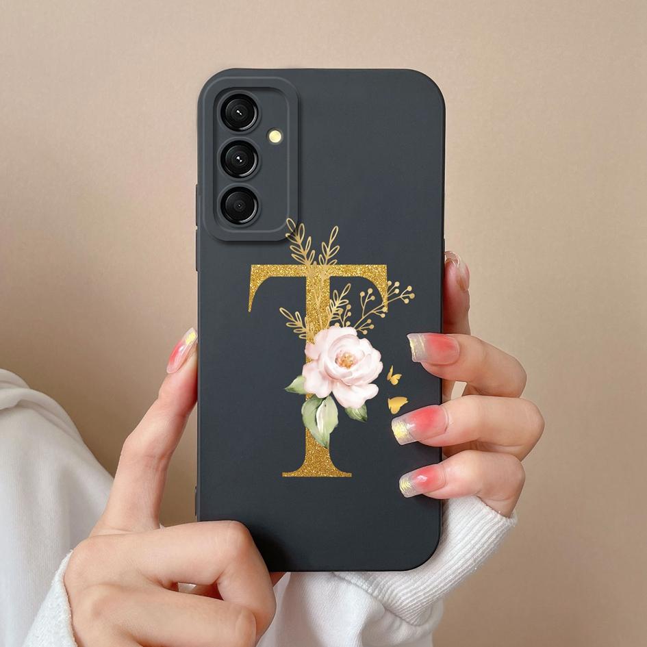 

Чехлы для телефонов Samsung Galaxy S24 FE M35 M55 A06 A16 C55 задняя крышка роскошный 26 букв защита от падения камеры жидкий силиконовый корпус для Samsung Samsung S24 FE