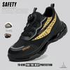Safety Shoes For Men Air Cushion Steel Toe Work Shoes Anti-Smash Shoe Lightweight Breathable Slip On Utility Work Sneakers Black