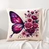 Watercolor butterflyflower Cushion Cover Natural Linen Organic Fabric DoubleSided Printing Sofa Home Decor Gift Pillow Cover