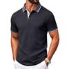 Men’s Slim Fit Polo Shirt Short Sleeve Casual Turn Down Collar Button Front Lightweight Top