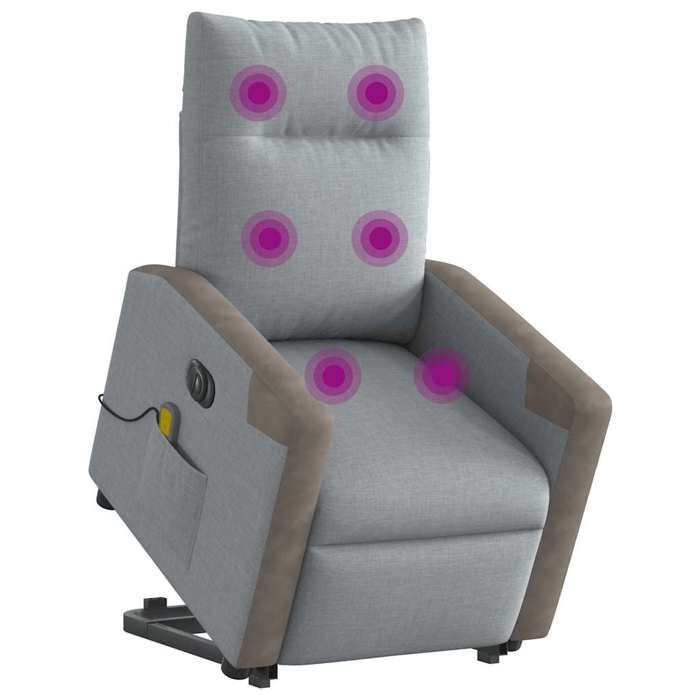 VidaXL Fauteuil inclinable de massage électrique Gris clair Tissu 3324105