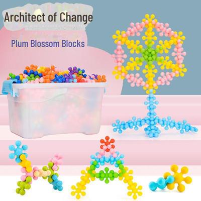 Pädagogische Bausteine für Kinder: 200-teiliges Pflaumenblüten-Puzzle Schneeflocken für Kinder im Alter von 3–4 Jahren
