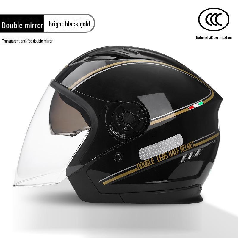 BYB A-Class 3C Certified Universal Helmet with Anti-Fog Dual Lens for Motorcycle/Electric Vehicle (Four Seasons).