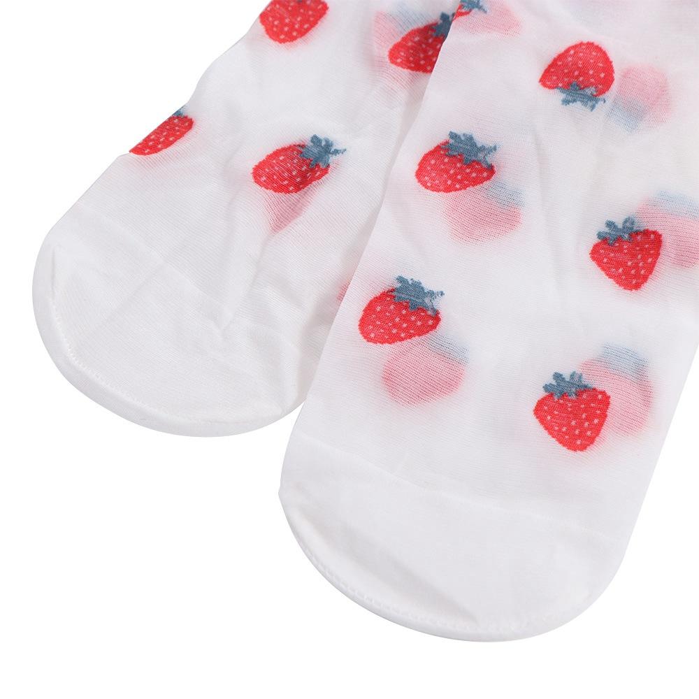 Peach Transparent Flower Ruffle Socks Avocado Fruit Mesh Tulle Mid Tube Socks  Girl
