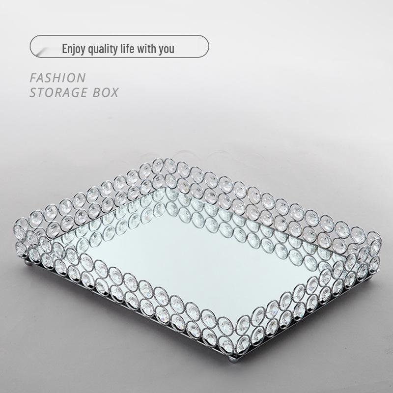 

Элегантный хрустальный зеркальный поднос: Настольное украшение, Фруктовница, Металлическая подставка для торта для хранения, Свадебный реквизит, Чайный поднос, Тарелка для чашки. 250*180mm серебряный