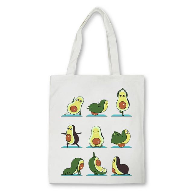 Cartoon avocado Print Canvas Shopping Tote Bag Reusable Women Shopper Bag Fashion Kawaii Female Eco Handbag