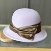 New Contrasting Color Big Bow Top Hat Autumn and Winter Woolen Hat Women's Retro Fisherman Basin Hat