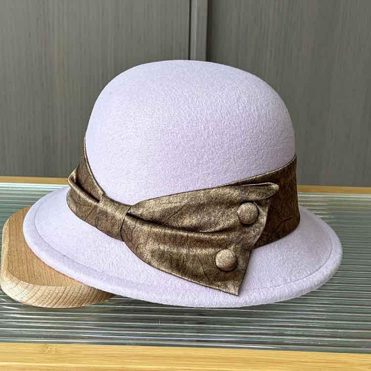 New Contrasting Color Big Bow Top Hat Autumn and Winter Woolen Hat Women's Retro Fisherman Basin Hat