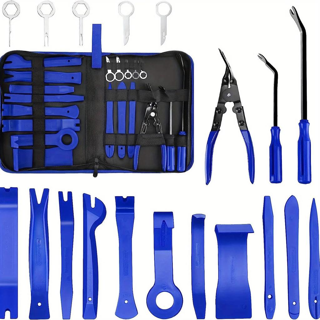 19Pcs Trim Removal Tool Set & Clip Plier Upholstery Remover Nylon Car Panel Removal Set with Portable Storage Bag