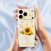 For iPhone 17 Pro Max Case Golden Butterfly Sunflower Pattern Printing Straight Edge TPU Phone Back Cover