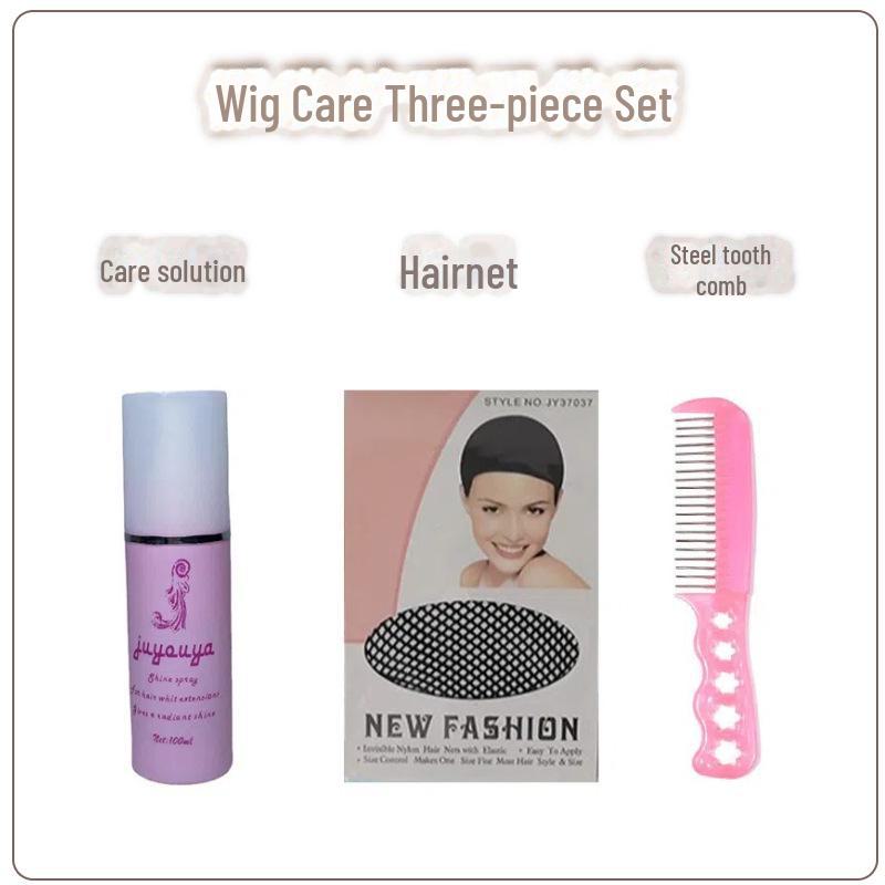 "Perückenpflegeset: Sleek Stahlzahnkamm und Anti-Frizz-Flüssigkeit"