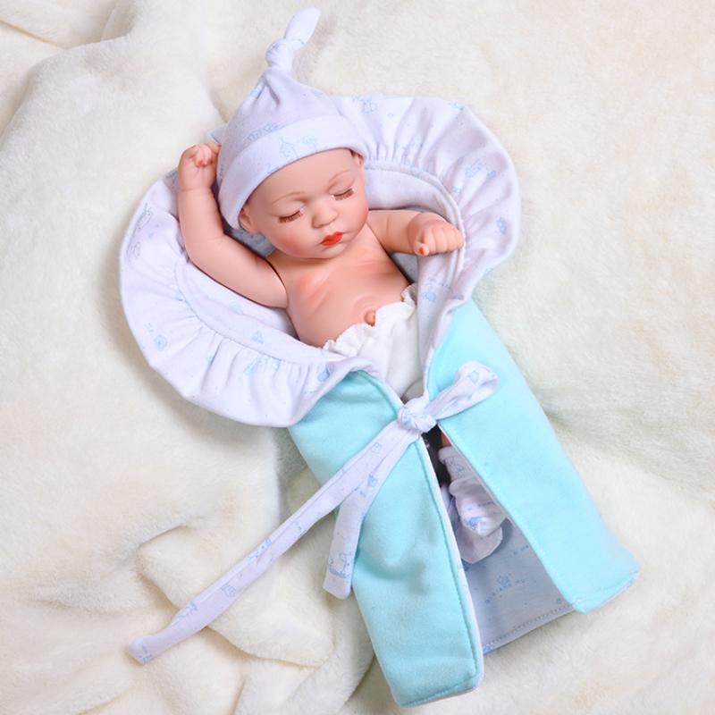 Mini 11-inch Reborn Doll with Closed Eyes, Simulation Baby Doll for Little Girls, Early Education Sleeping Doll