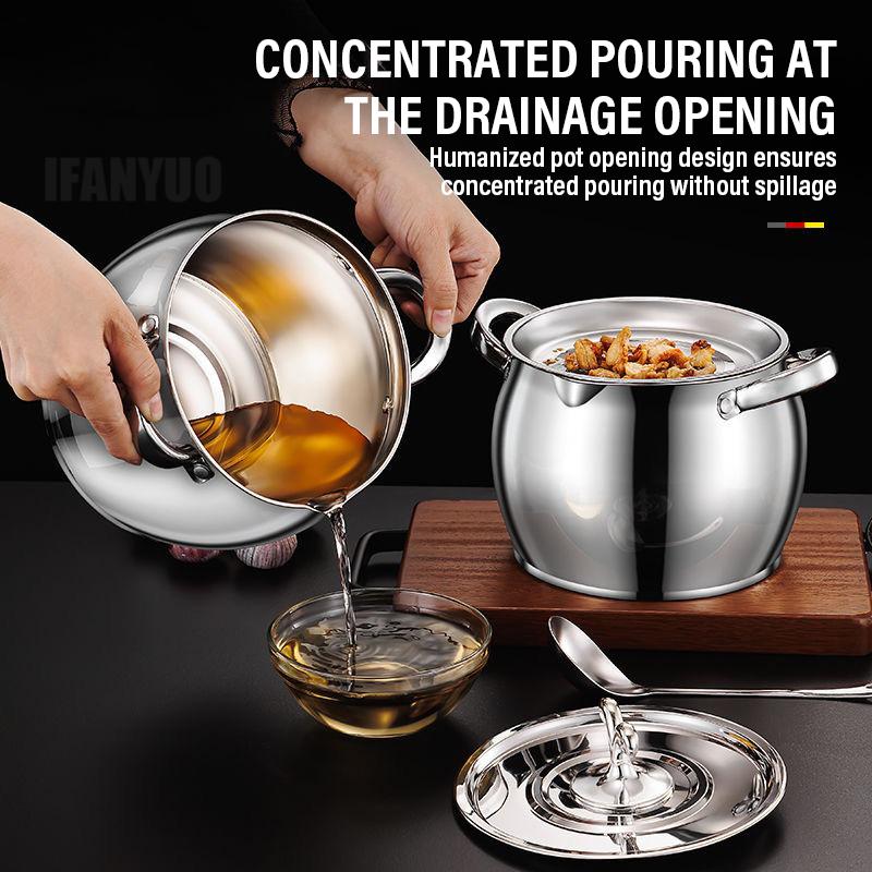 4L Oil Filter Pot Stainless Steel Lard Strainer Cooking Oil Strainer Grease Keeper Storage Container Oil Bottle Kitchen Tools