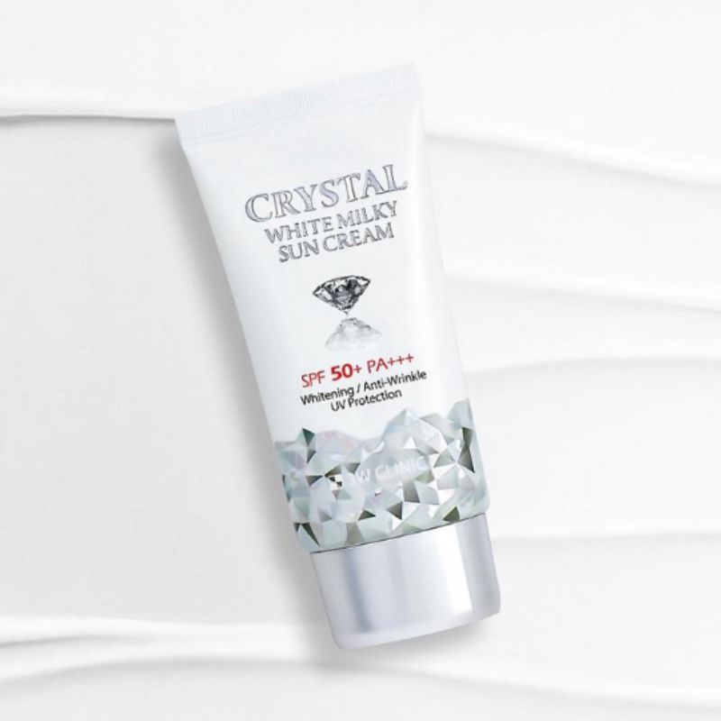 3W Clinic Crystal White Молочный солнцезащитный крем SPF50+ PA+++ 50 мл – Осветляющий солнцезащитный крем с защитой от УФ-лучей