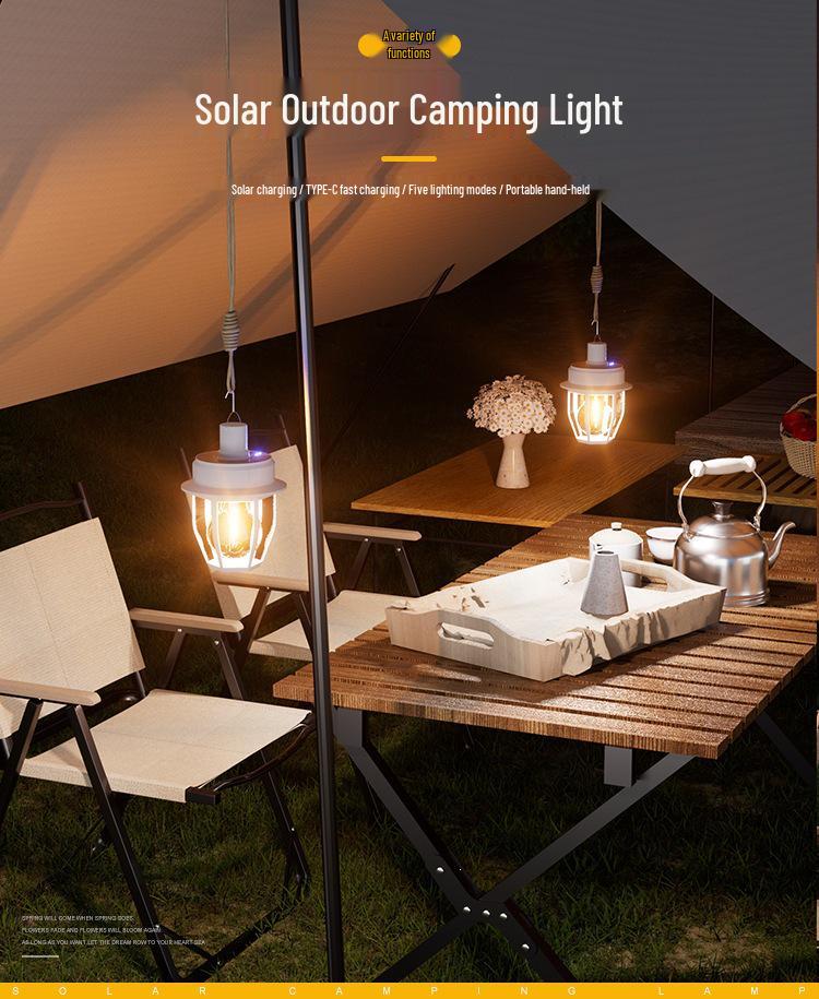 Multifunctional Solar Camping Lantern: Super Bright, Handheld, Hanging Light for Outdoor and Tent Use