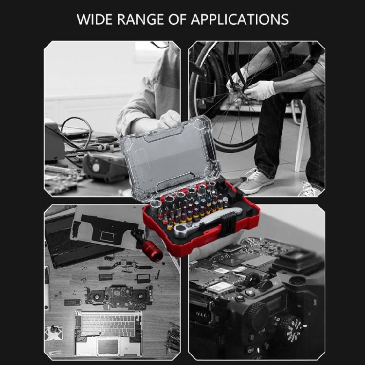 38Pc Magnetic Ratchet Screwdriver Bit Set Durability Ergonomic Design For Precise Automotive Electronics Maintenance
