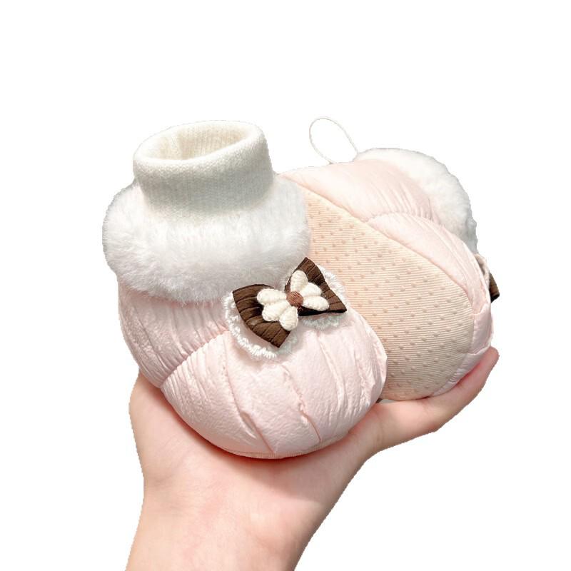 Winter Baby Shoes: Soft Sole Walker for Girls, 6-12 Months, Non-Shedding Velvet, Warm Cotton Boots