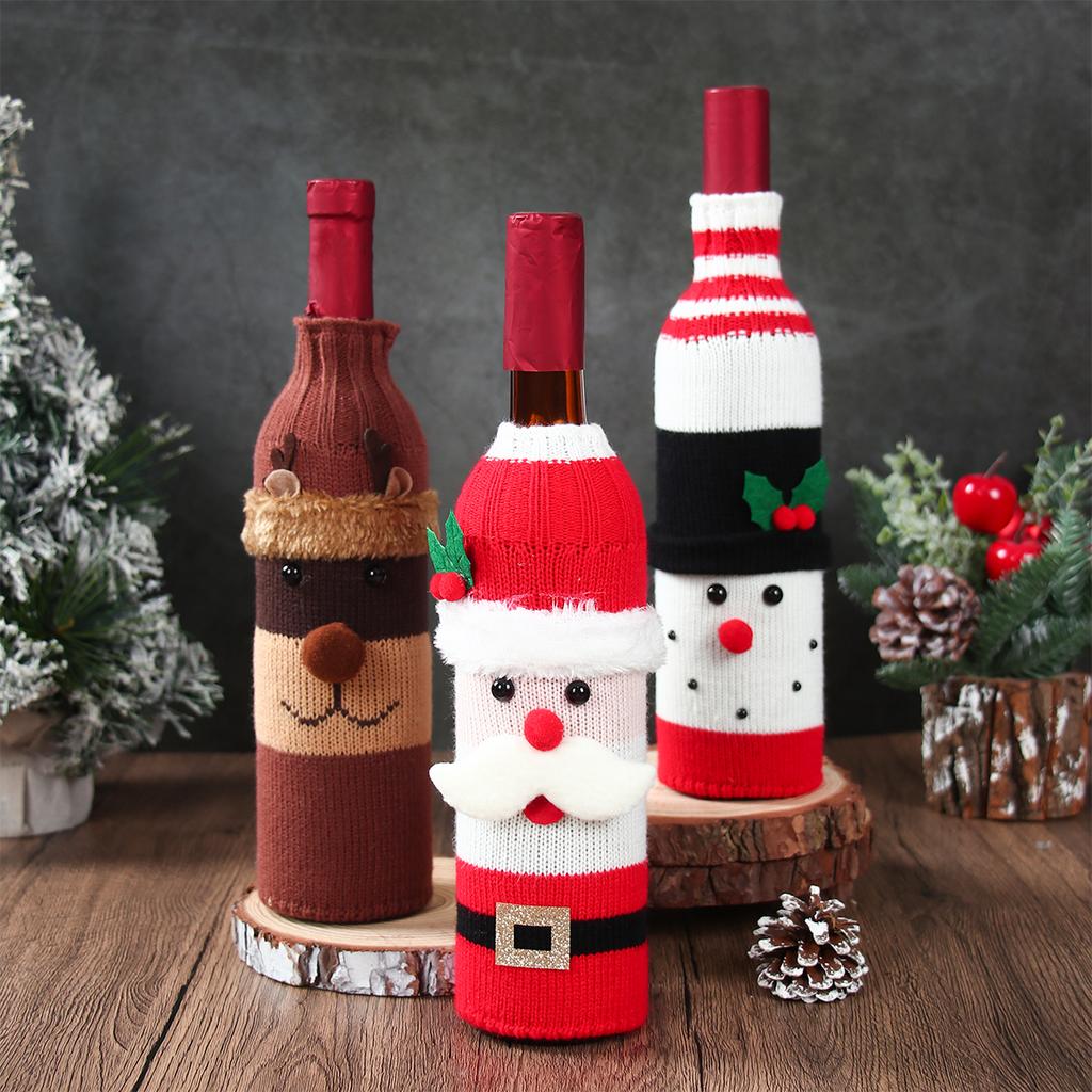 3Pcs Christmas Santa Claus Snowman Elk Wine Bottle Set Merry Christmas Decorations 2026 Navidad Natal Xmas Gifts New Year 2026