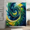 100% waterproof shower curtain made from water-resistant fabric for bathroom decor swirl print with blue, yellow, green colors