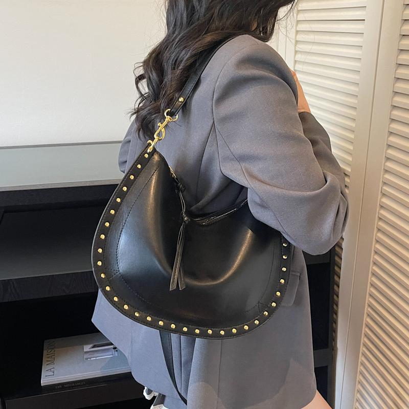 Rivet Crossbody Bag Women's Vintage Underarm Bag Commuter Shoulder Bag