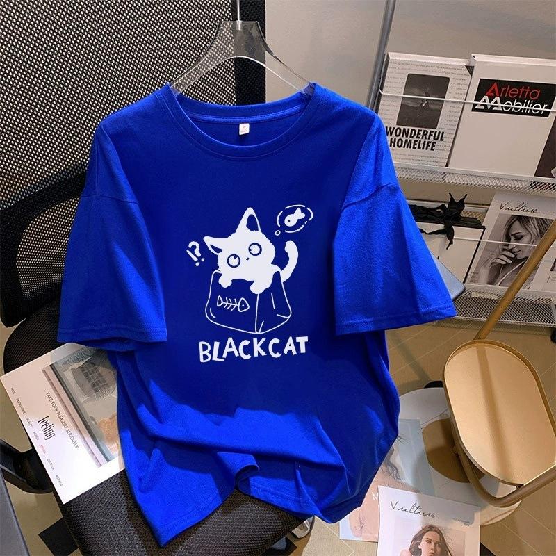 Tricou cu mânecă scurtă din bumbac pur, alb, pentru femei, de vară, nou, de dimensiuni mari, design lejer, imprimat, subțire, cu mânecă jumătate