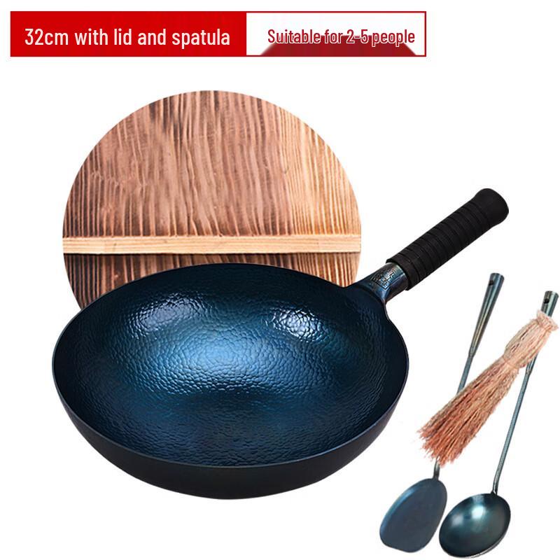 

Zhangqiu Forged Iron Wok - Pre-Seasoned, Fish Scale, 32cm