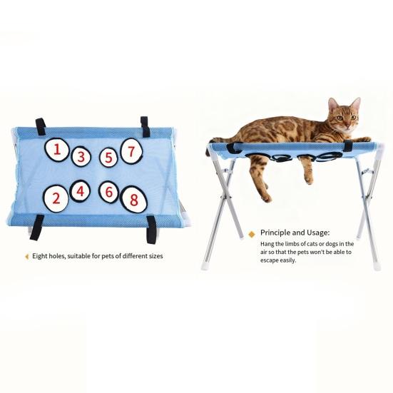 Pet Care Sling for Home Grooming Table, Hammock with Foldable Stand, 4-Hole or Restraint Bag 8-Hole, Washing Station Cats, Small Dogs,