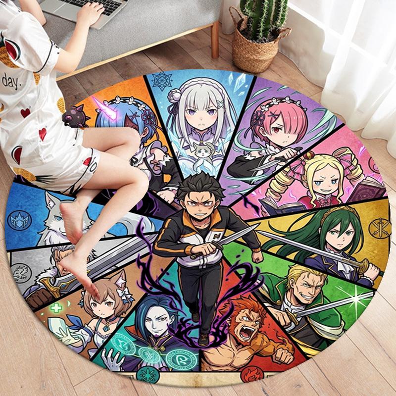 Re Zero Round Area Rug Carpet Rug For Living Room Bedroom Sofa Playroom Decor Nonslip Floor Mat