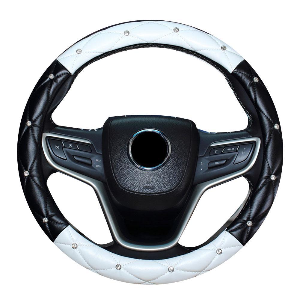 Universal PU Leather Car Steering Wheel Cover Bling Rhinestone Crystal Car Handcraft Interior Decor Accessories For Women L L9C9