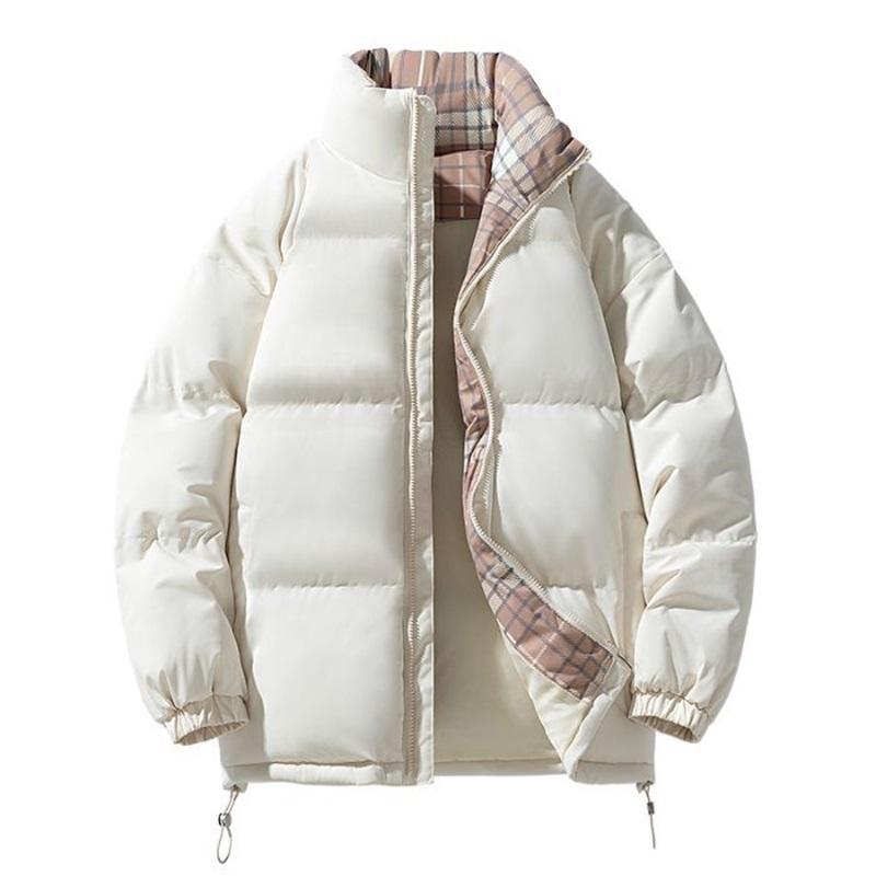 Winter Women's Fashionable Casual Stand Up Collar Plaid Warm Cotton Jacket