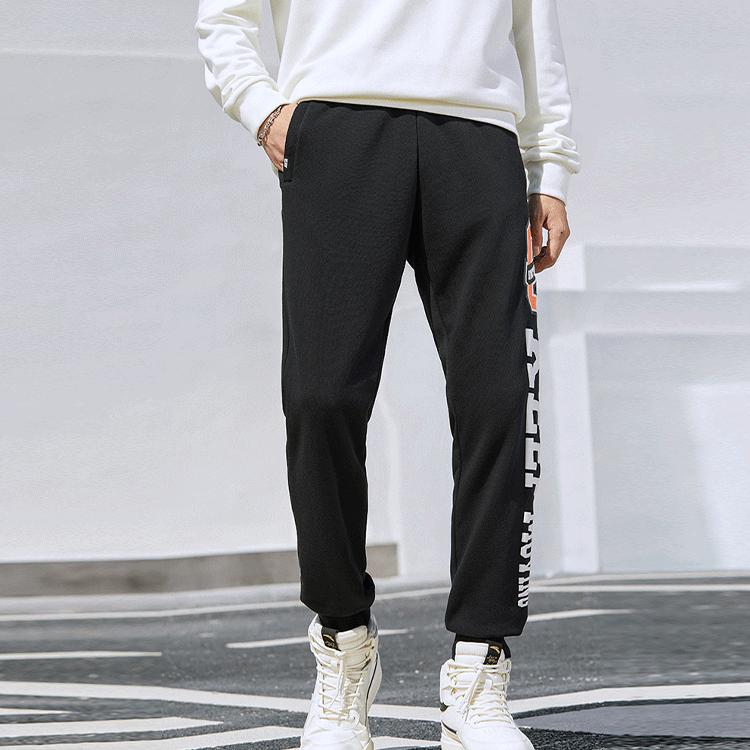 Anta Logo Print Knitted Cuff Joggers Thick Men Bottoms Black 152148311-2