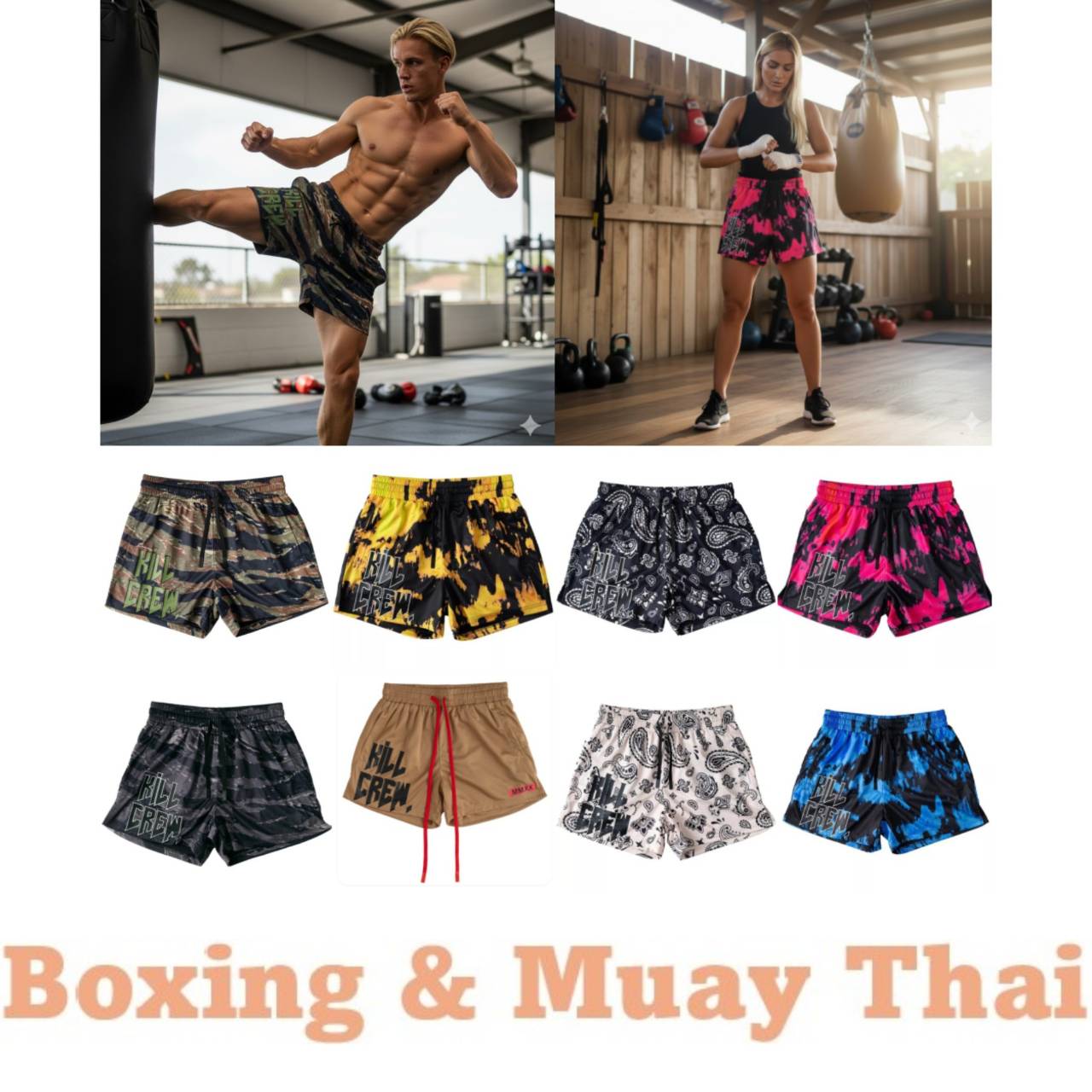 32 Designs Kickboxing Training Print Shorts Muay Thai Boxing Quick Dry Martial Art Boxer Unisex Men Women Kid Fitness Gym Sport Workout Streetwear