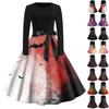 Women's Fashion O-Neck Casual Slim Fit Halloween Printed Long Sleeve Dress