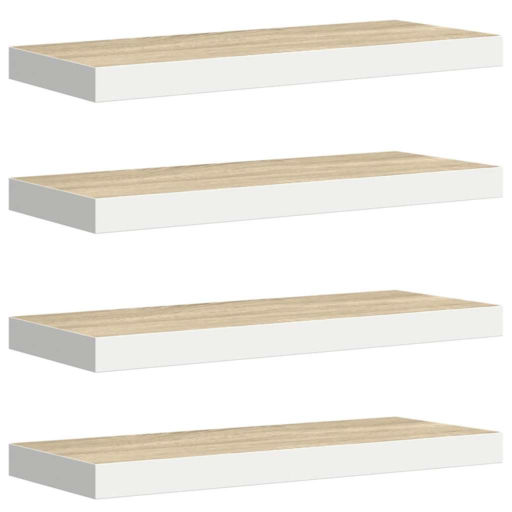 Vidaxl Półki Ścienne, 4 Szt., Kolor Dębu I Biel, 60X23,5X3,8 Cm, Mdf