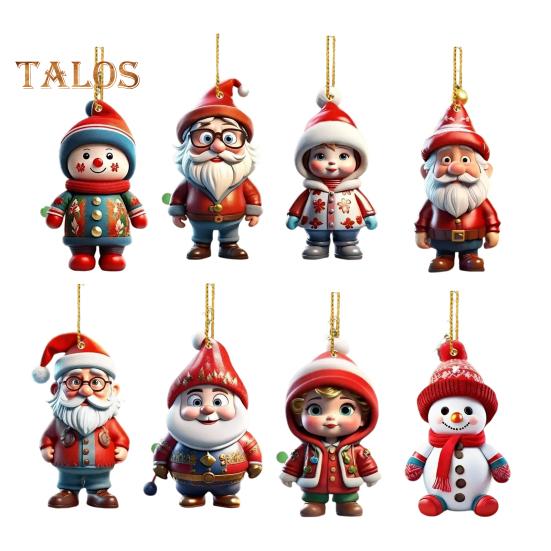 Christmas Ornaments Cartoon Snowman/Santa Xmas Tree Hanging Decoration Holiday Acrylic Decor for Christmas Valentine's Day Winter Party Supplies