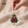 Festive Fashion Jewelry 1 Pair Acrylic Christmas Tree Dangle Earrings, 2D Flat Xmas Winter Outfit Accessories Bow Candy Cane Earrings with Bell,