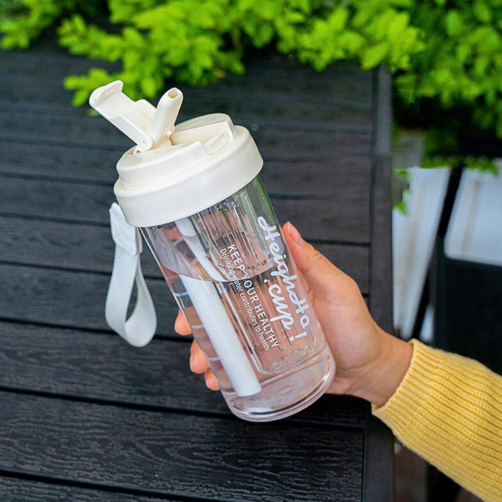 Water Bottle Drink With Straw Durable With Graduated Filter 600 Ml