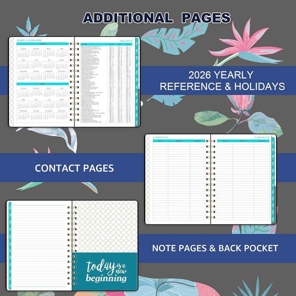2026 Planner - Weekly & Monthly Planner 2026 with Monthly Tabs, January 2026 - December 2026, 6.3" X 8.4", Flexible Hardcover with Thick Paper,
