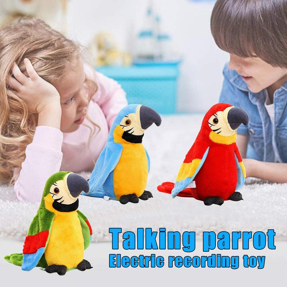 Talking Parrot Repeats What You Say Electric Plush Animal Toy Parrot Talking Bird Birthday Gift for Kid