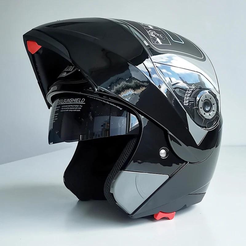 JIEKAI Helmet Motorcycle Flip Up Helmet Motorbike Protective Headgear Helmets Racing Double Lens Sun Shade Helmet 105