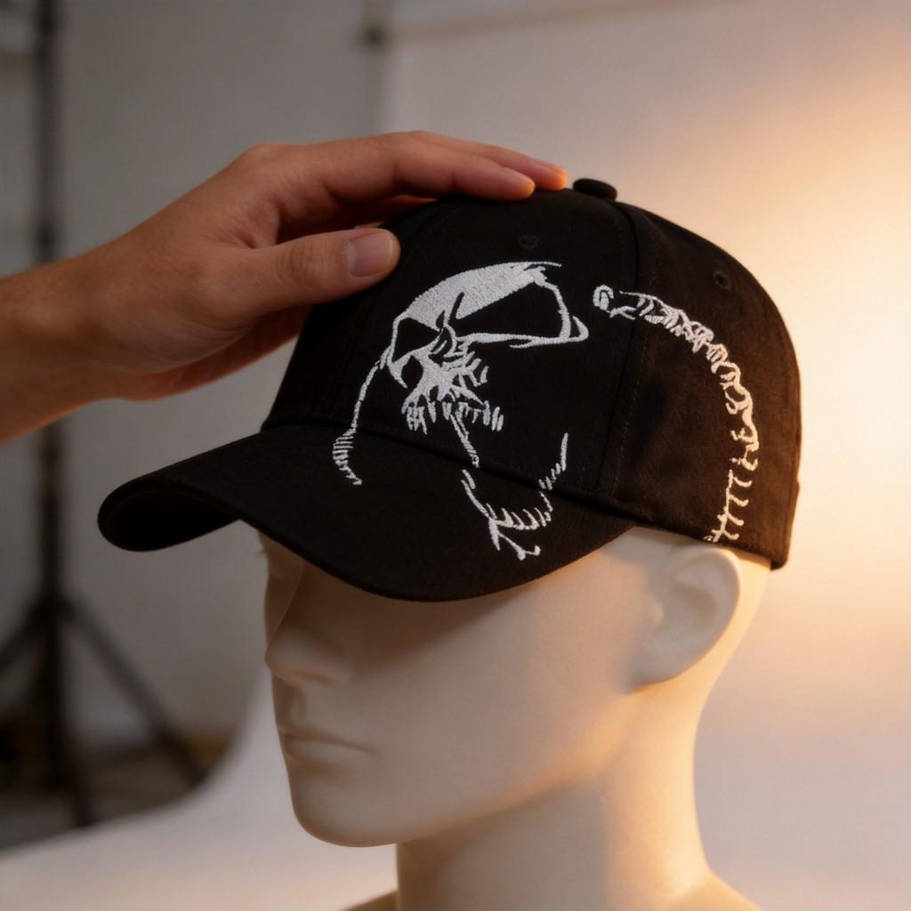 Skull Embroidered Baseball Cap With Adjustable Fit For Outdoor Sports And Sun Protection
