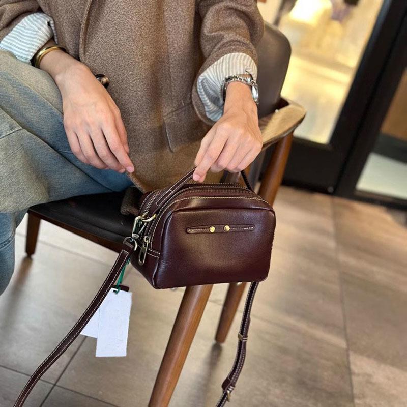 Cowhide Bag Women's Genuine Leather Small Square Bag Women's Bag Fashionable Single-shoulder Casual Crossbody Bag