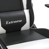 Gaming Chair with Massage Function & Footrest Black & White PU Leather
