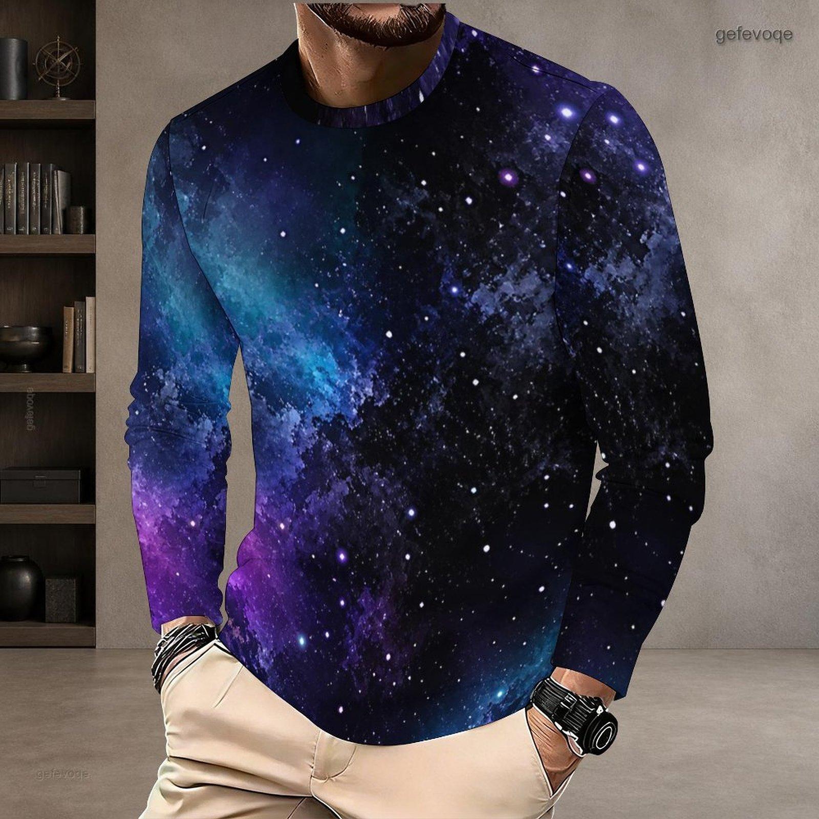 Herren Rundhals Langarm T-Shirt Lässige Oberteile Mode Lockerer Pullover Tägliche Kleidung Hemden 6XL blue