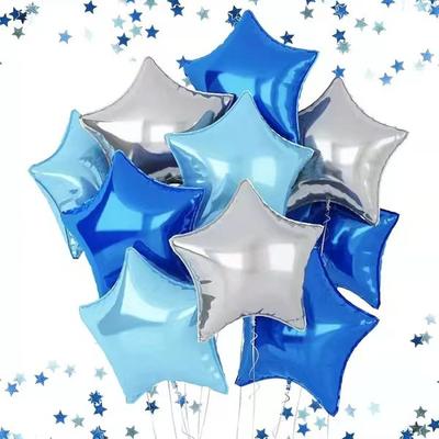 10 Balões Estrela de Cinco Pontas Dourados e Prateados de 18 Polegadas Decorações de Casamento Balões para Chá de Bebê Festa de Aniversário Infantil