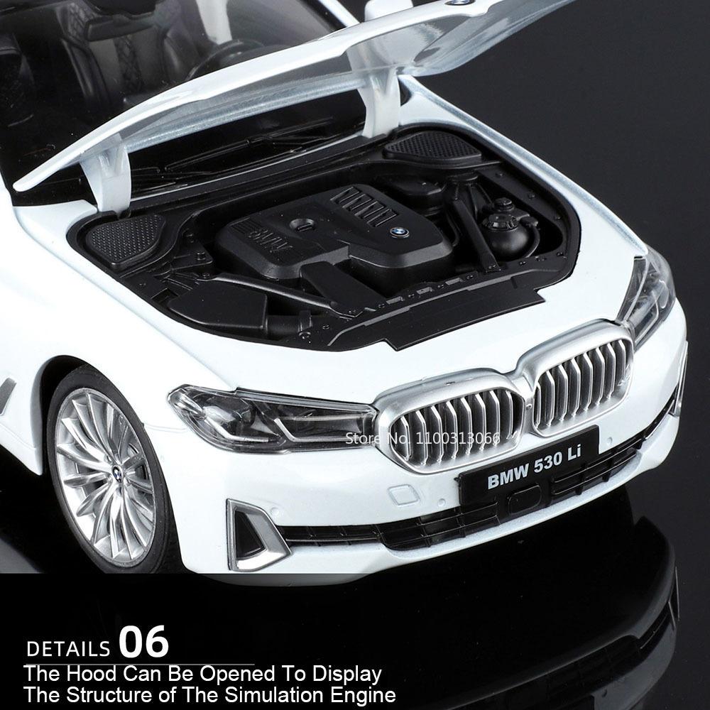 1:18 Scale 5 Series 530Li Toys Models Cars Alloy Diecast Rubber Tires Vehicle Removable Roof Miniature Car for Table Decoration
