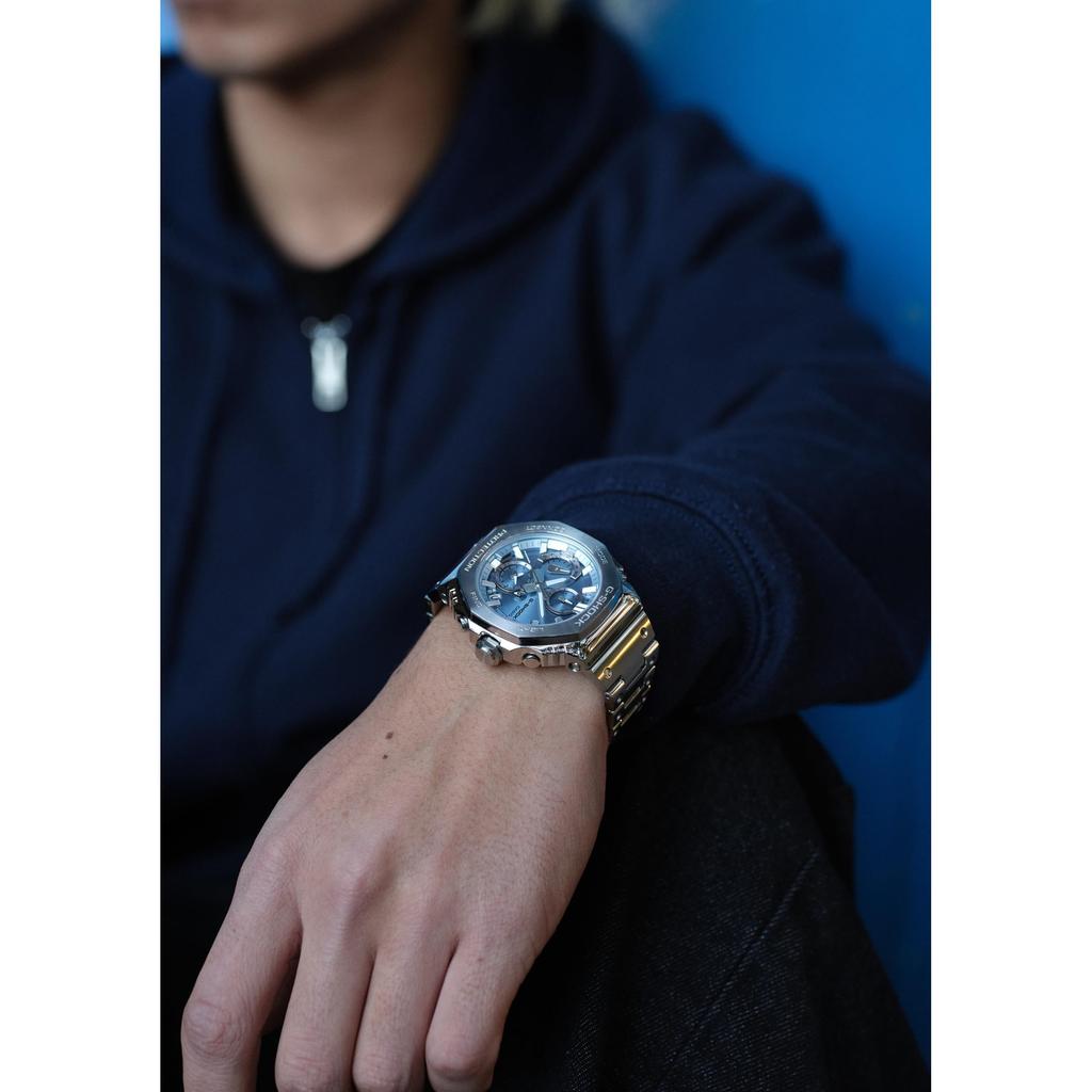 Casio Celokovové hodinky G-Shock s chronografem, Bluetooth Solar Power, pánské stříbrné, autentický japonský model GMC-B2100AD-2AJF