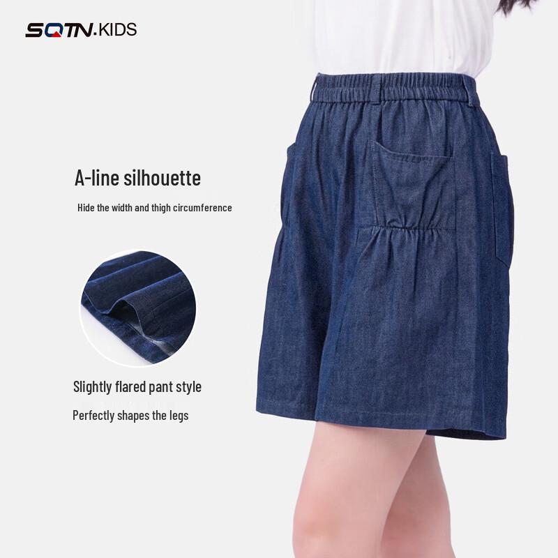 Girls Summer Thin Denim Shorts 170 синий