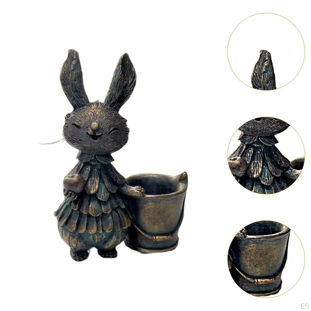 Bunny Figurine for Easter Flower Pot Centerpiece Rabbit Sculpture Home Decor