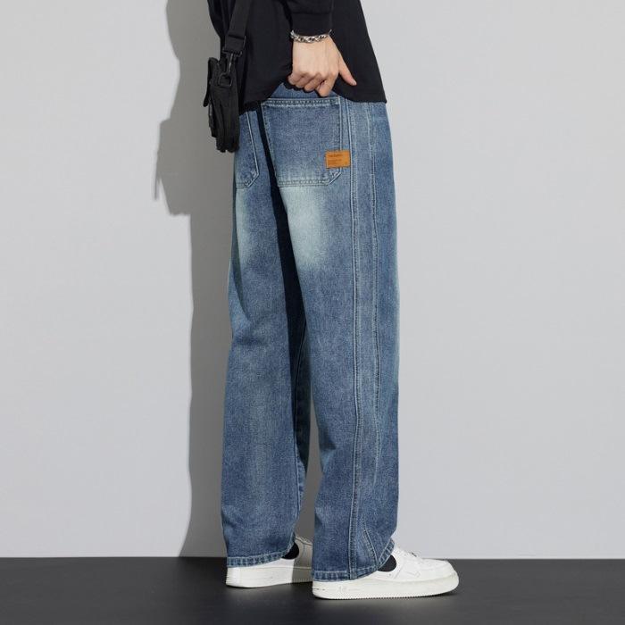 

Мужские джинсы ретро, новые весенние, свободные, прямые, широкие штанины, повседневные брюки 4XL